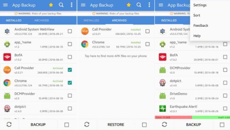 Aplikasi Easiest backup tool untuk mengirim aplikasi android
