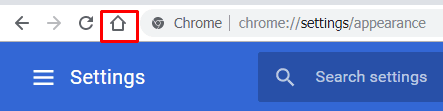 Klik home pada Chrome