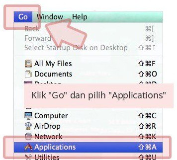 Klik menu aplication pada mac os