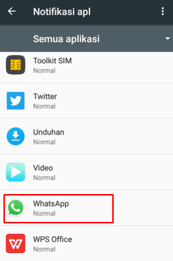 Masuk ke aplikasi whatsapp untuk atur notifikasi