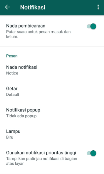 Tampilan notifikasi aplikasi Whatsapp