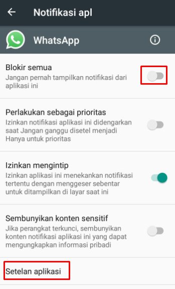 Tampilan notifikasi aplikasi Whatsapp