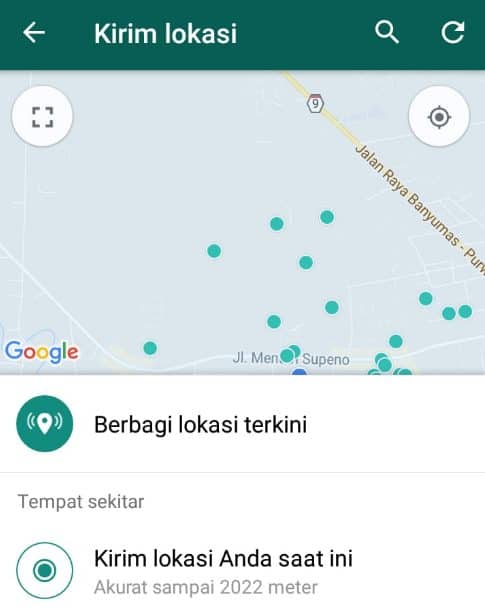 Berbagi lokasi dengan WhatsApp