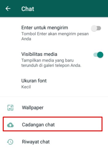 Masuk ke backup chat pada WhatsApp