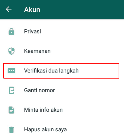 Verifikasi dua langkah pada WhatsApp