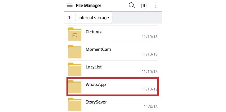 Cara ke-1 Melihat Status Whatsapp Melalui File Manager