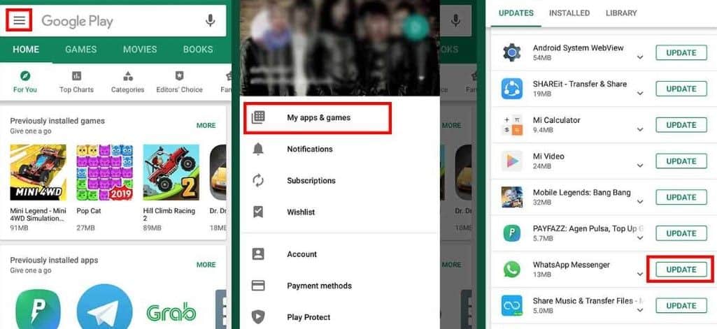 Cara Memperbarui WhatsApp Via PlayStore