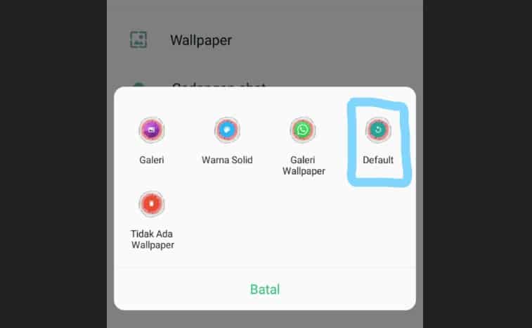Cara ke-1 Ganti Background WhatsApp Via Default