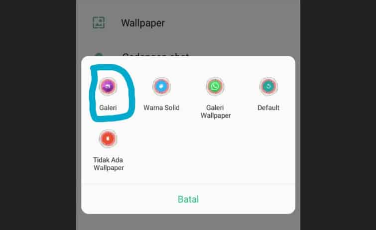 Cara ke-1 Ganti Background WhatsApp Via Galeri