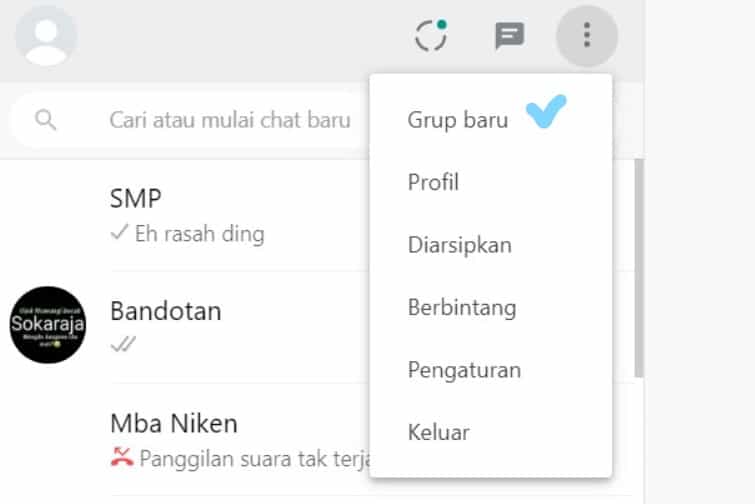 Cara ke-3 Buat Grup WhatsApp di Browser