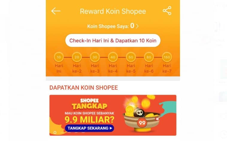 Cara ke-3 Reward Koin Shopee
