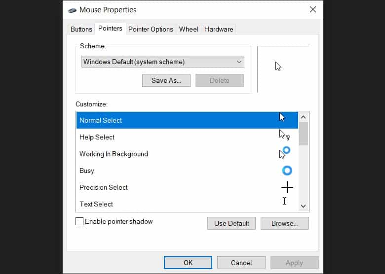 Cara ke-4 Merubah Tampilan Cursor Windows