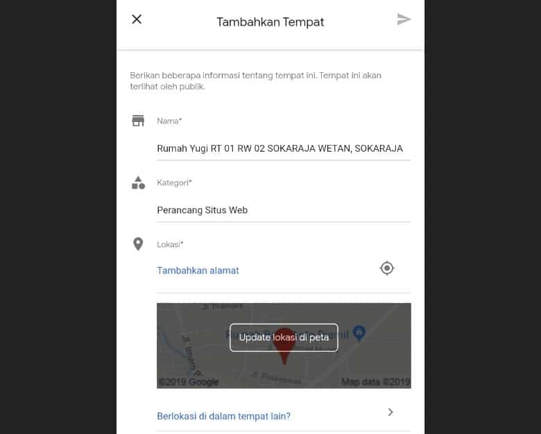 Cara ke-3 Menambahkan alamat di Google Map Via HP