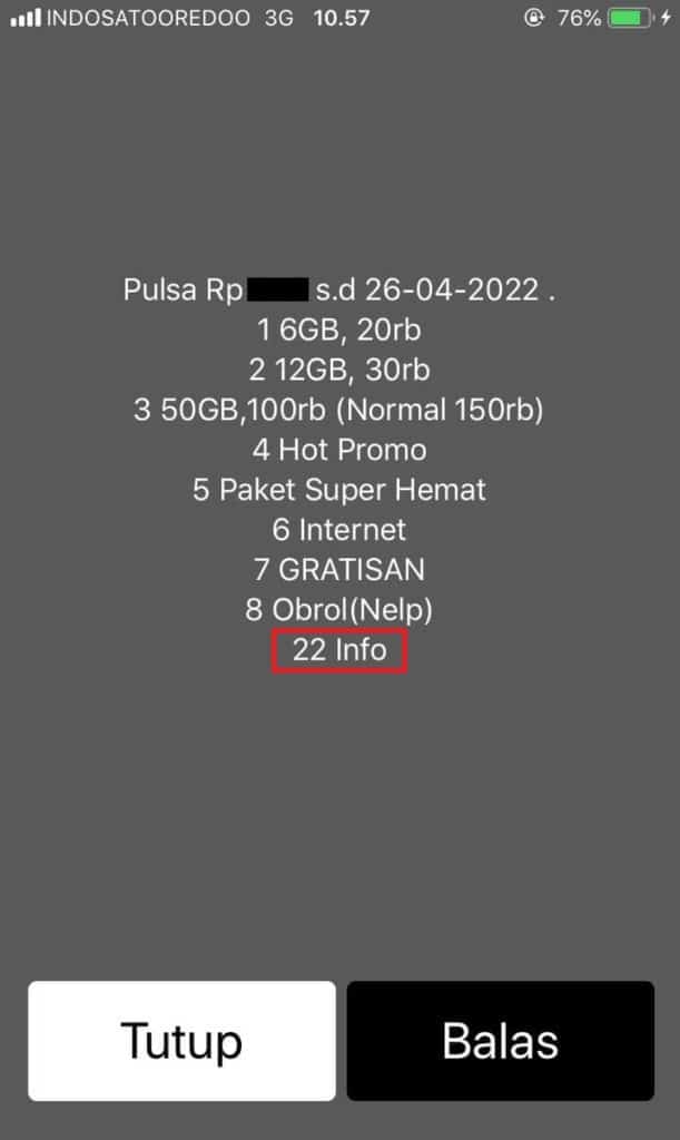 Gambar Cara Unreg Paket Internet Indosat sebelumnya Via Dial